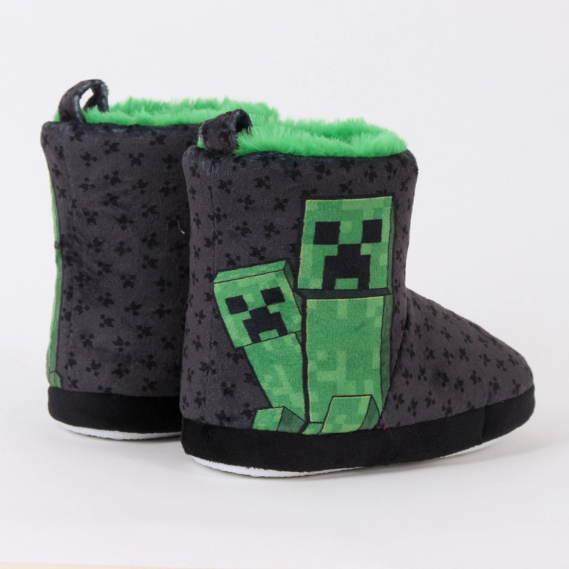 PANTUFLA BOTA NIÑO INVERNAL CREEPERS NEGRO MINECRAFT - 3