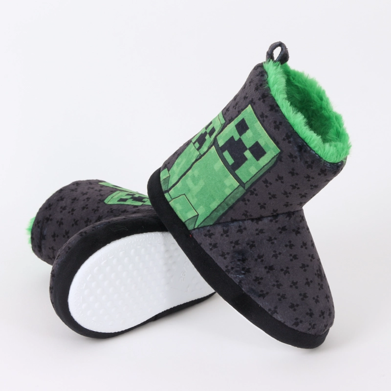 PANTUFLA BOTA NIÑO INVERNAL CREEPERS NEGRO MINECRAFT - 4