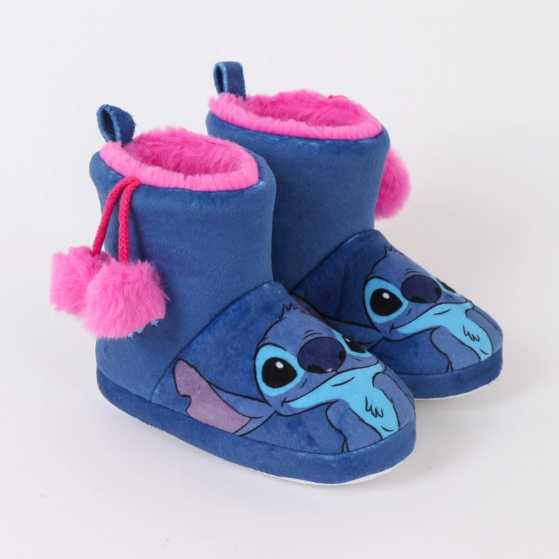 PANTUFLA BOTA NIÑA INVERNAL POMPON LILO & STITCH AZUL DISNEY - 1