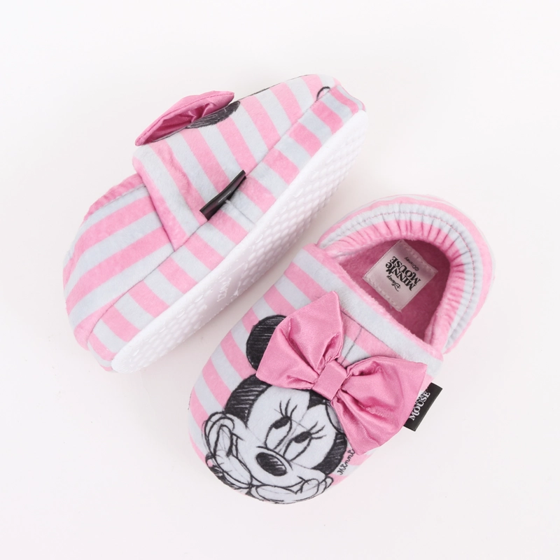 PANTUFLA NIÑA RAYAS MINNIE MOUSE MOÑO ROSADO DISNEY - 4