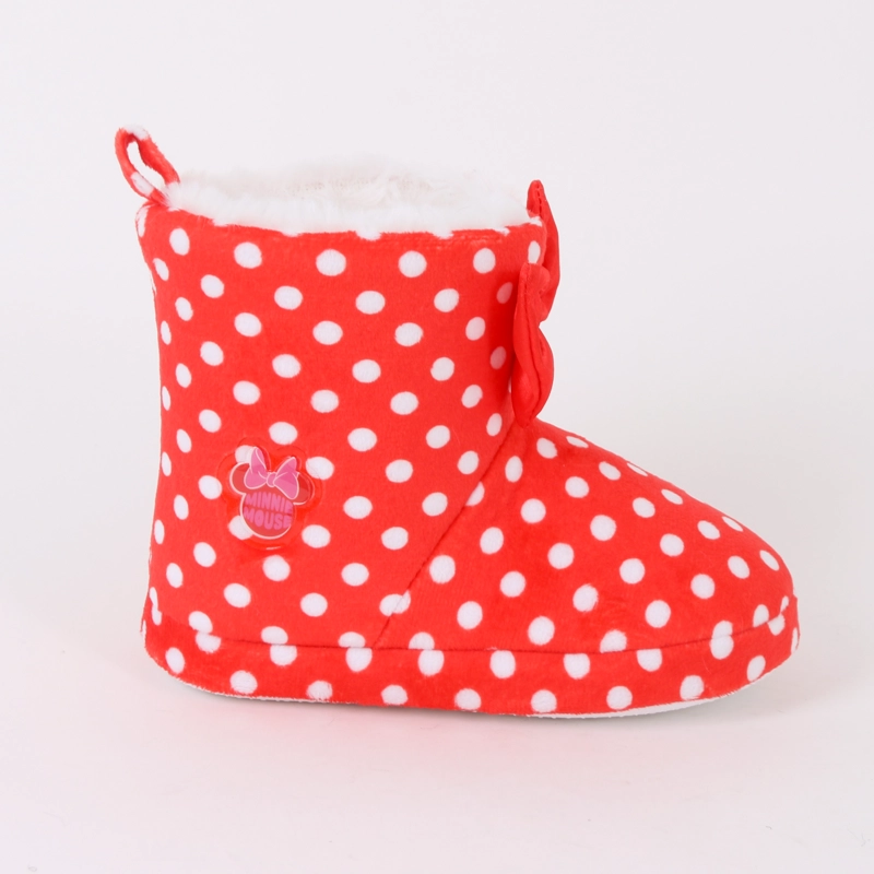 PANTUFLA BOTA NIÑA PRINT PUNTOS MINNIE MOÑO ROJO DISNEY - 1