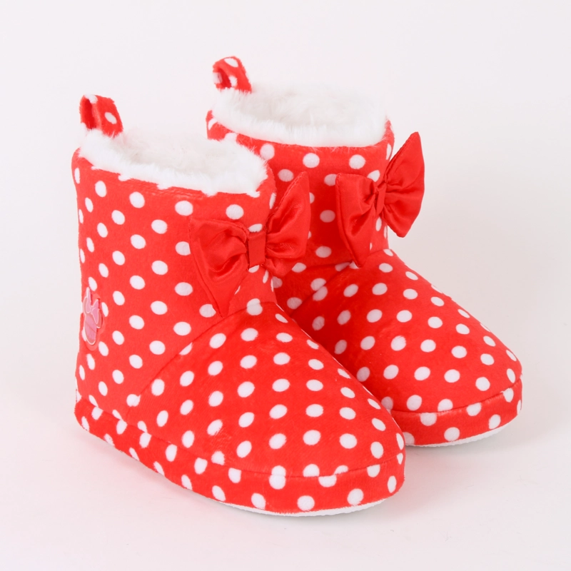 PANTUFLA BOTA NIÑA PRINT PUNTOS MINNIE MOÑO ROJO DISNEY - 2