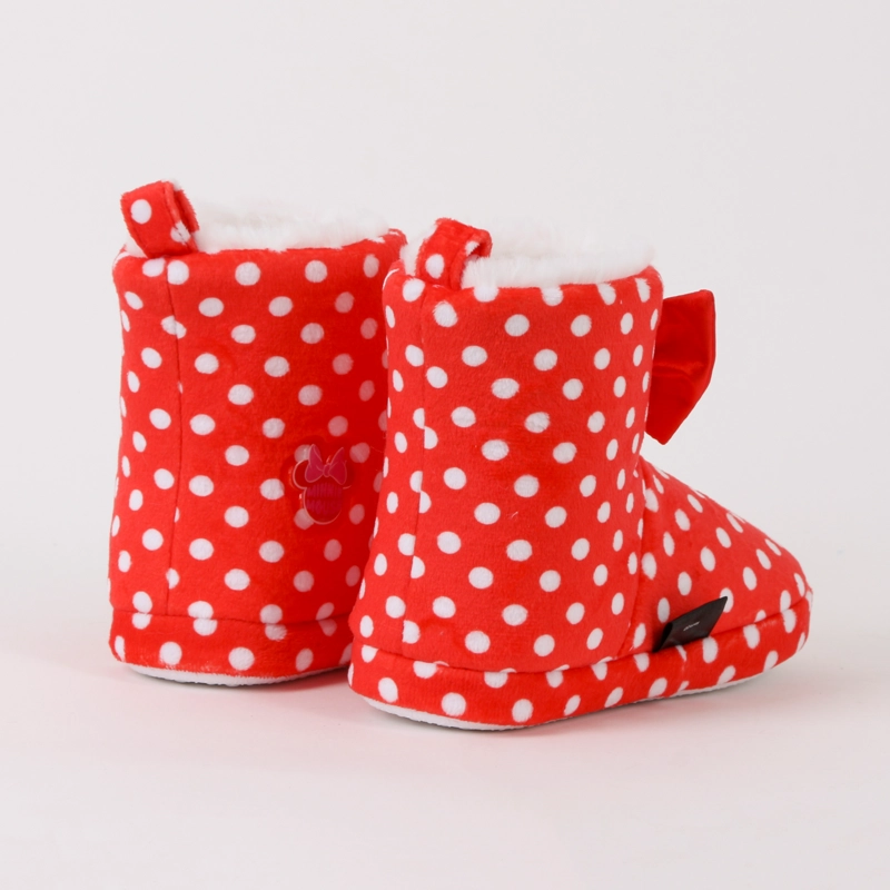 PANTUFLA BOTA NIÑA PRINT PUNTOS MINNIE MOÑO ROJO DISNEY - 3