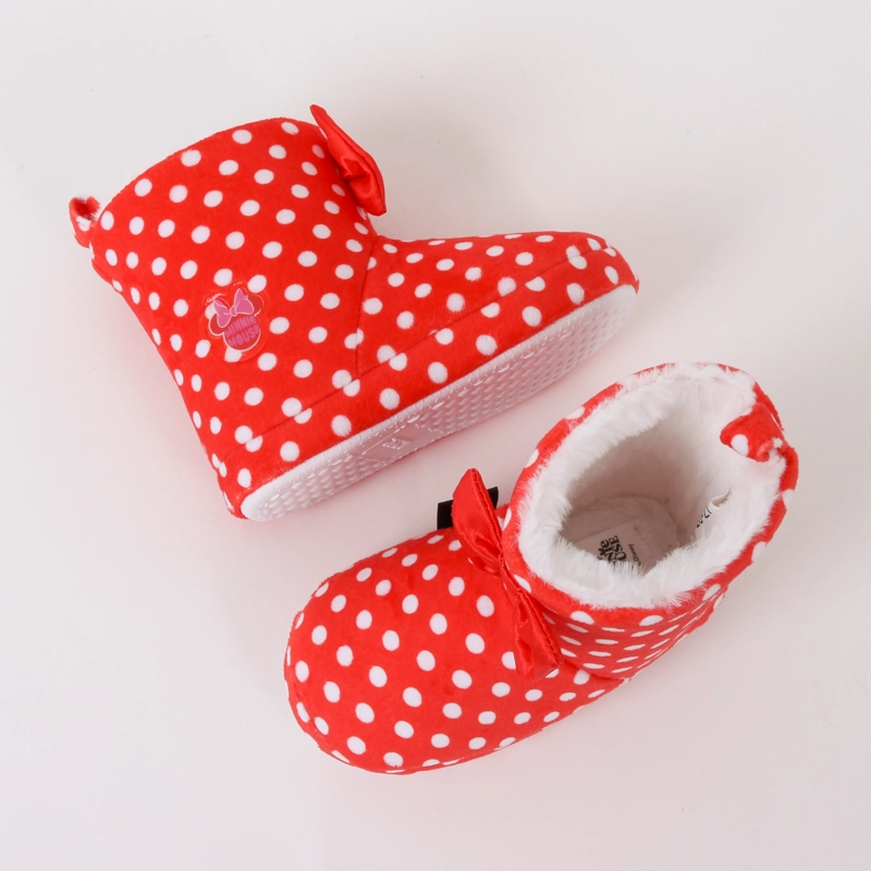 PANTUFLA BOTA NIÑA PRINT PUNTOS MINNIE MOÑO ROJO DISNEY - 4