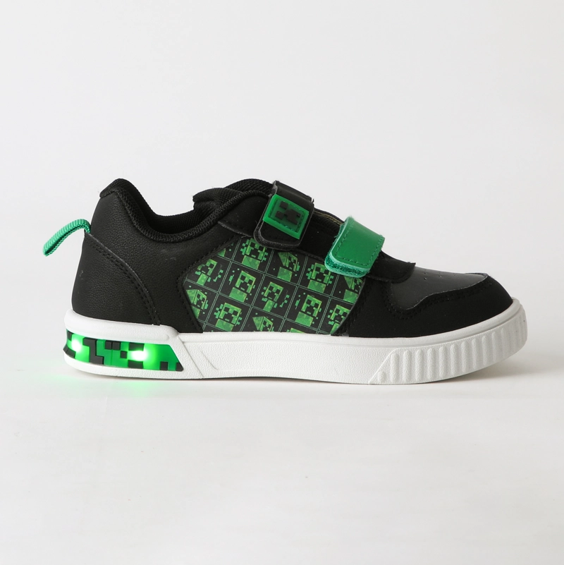 ZAPATILLA LUCES NIÑO VELCRO PRINT NEGRO MINECRAFT - 1