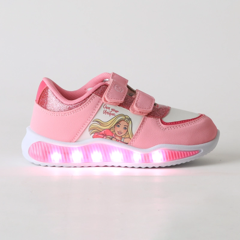 ZAPATILLA LUCES NIÑA VELCRO BRILLOS ROSADO BARBIE - 1