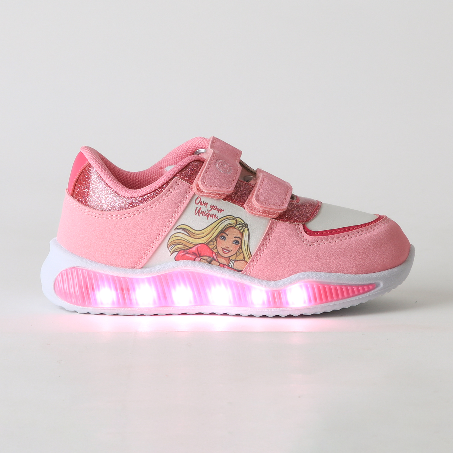 ZAPATILLA LUCES NIÑA VELCRO BRILLOS ROSADO BARBIE - 1