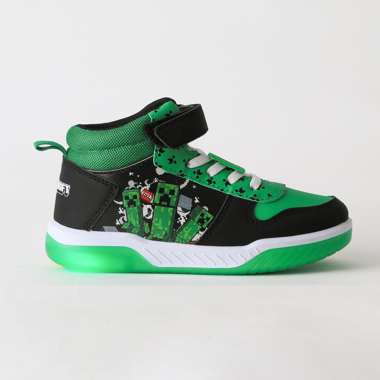 ZAPATILLA CAÑA ALTA NIÑO LUCES TNT VERDE MINECRAFT - 1