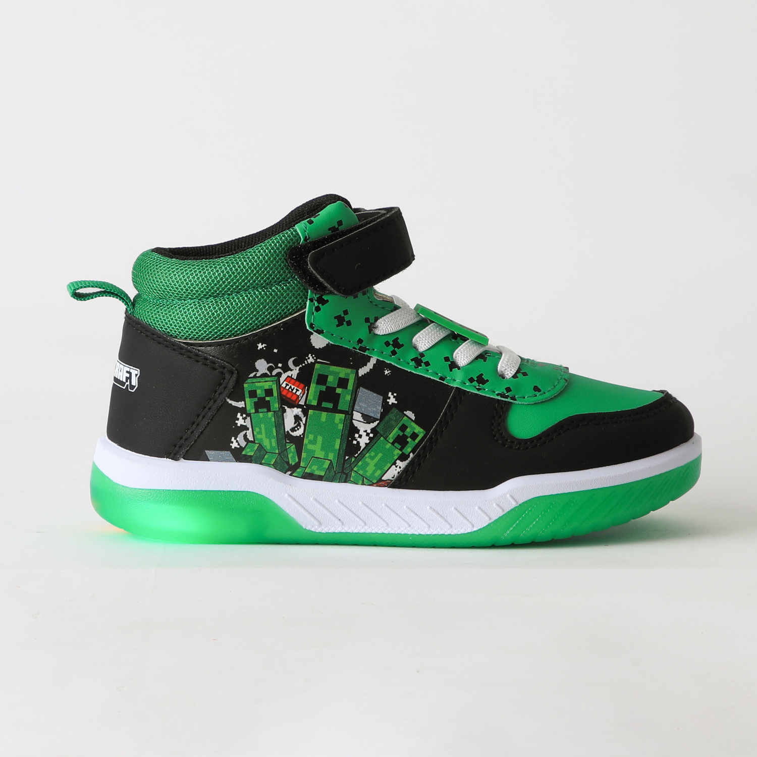 ZAPATILLA CAÑA ALTA NIÑO LUCES TNT VERDE MINECRAFT - 1