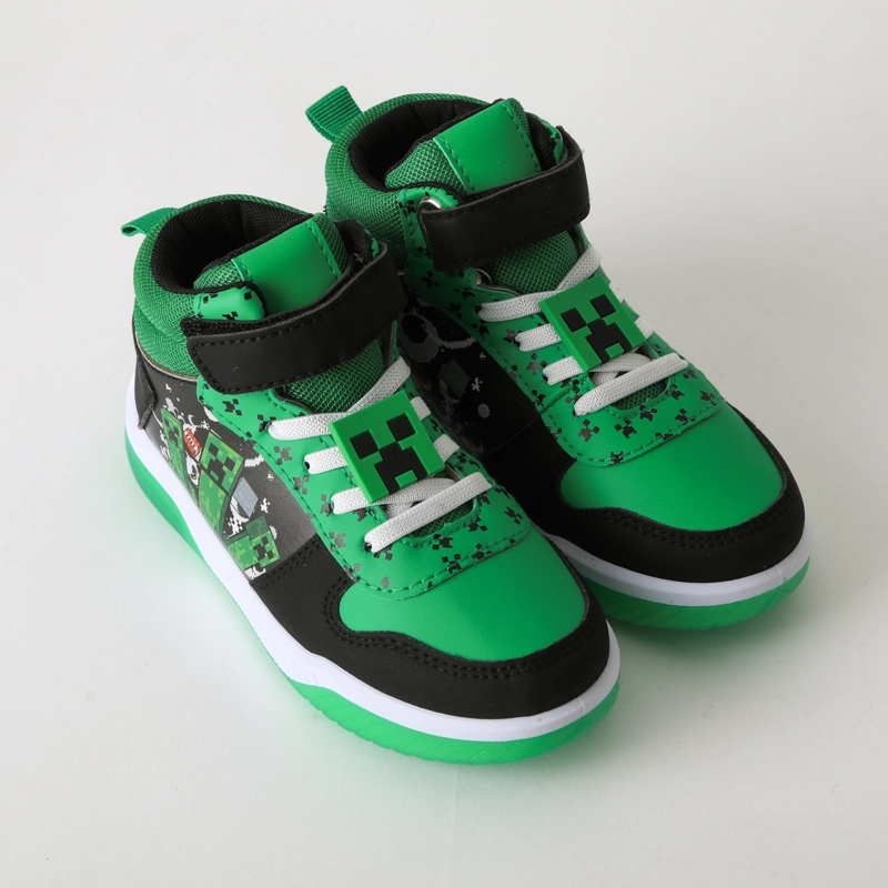 ZAPATILLA CAÑA ALTA NIÑO LUCES TNT VERDE MINECRAFT - 2
