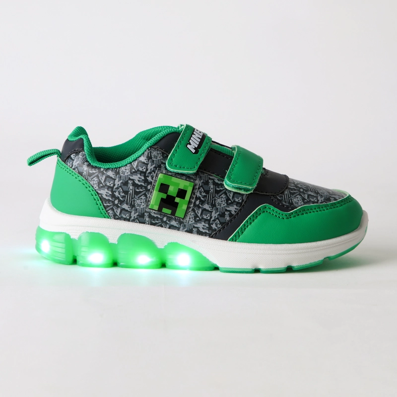ZAPATILLA LUCES NIÑO CREEPER GRIS MINECRAFT - 1
