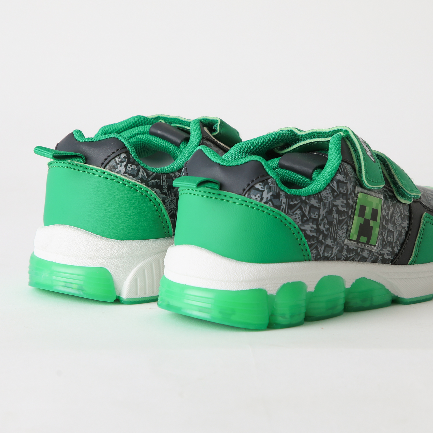 ZAPATILLA LUCES NIÑO CREEPER GRIS MINECRAFT - 3