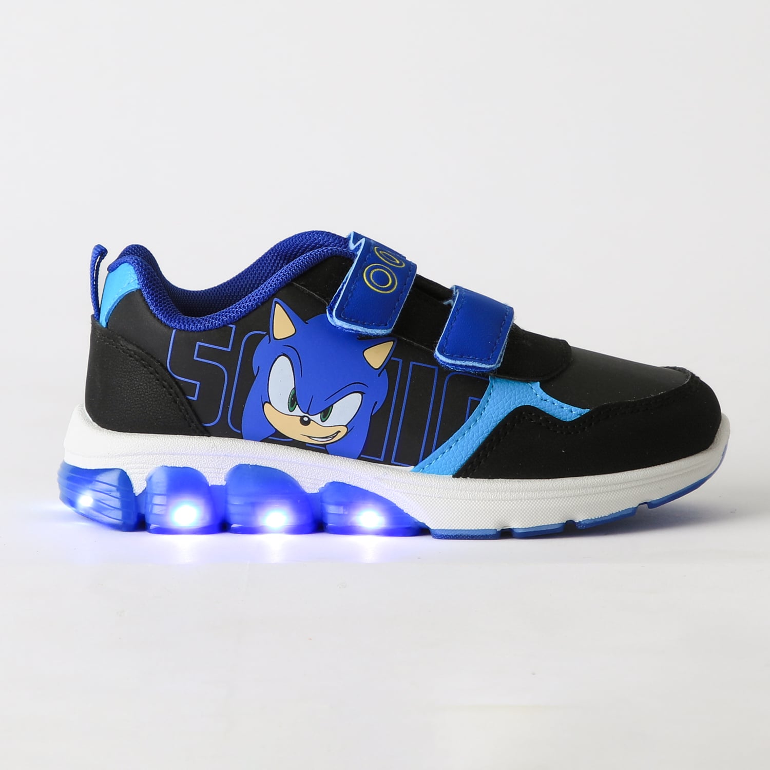 ZAPATILLA LUCES NIÑO VELCRO NEGRO SONIC - 1