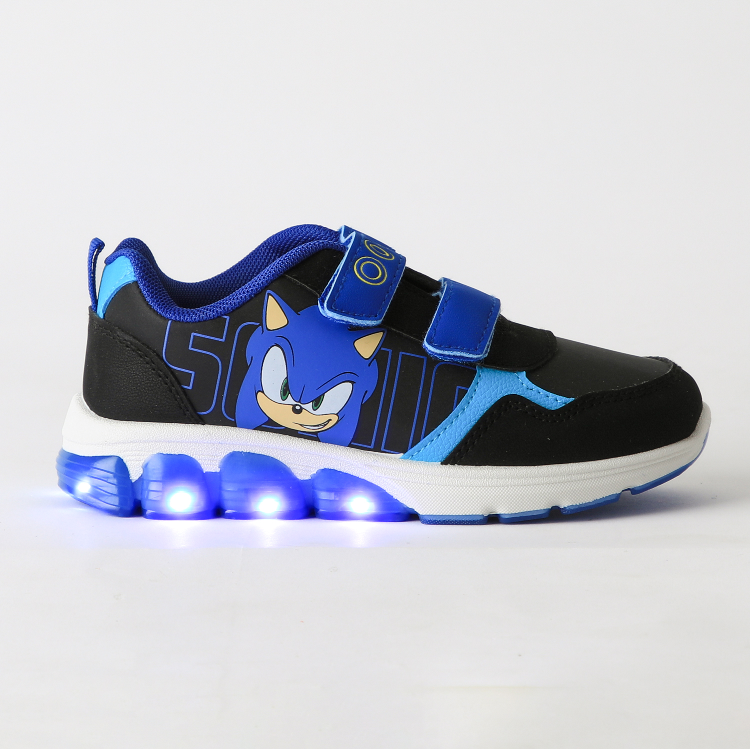ZAPATILLA LUCES NIÑO VELCRO NEGRO SONIC - 1