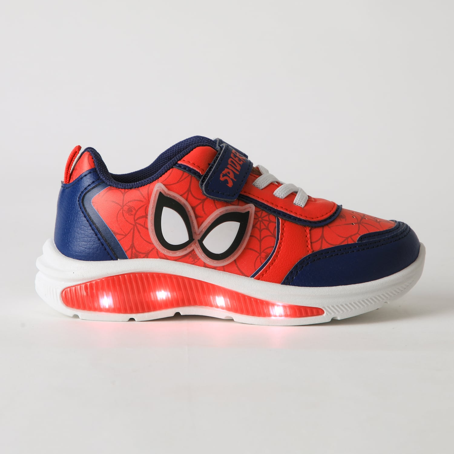 ZAPATILLA LUCES NIÑO VELCRO SPIDERMAN OJOS ROJO MARVEL - 1