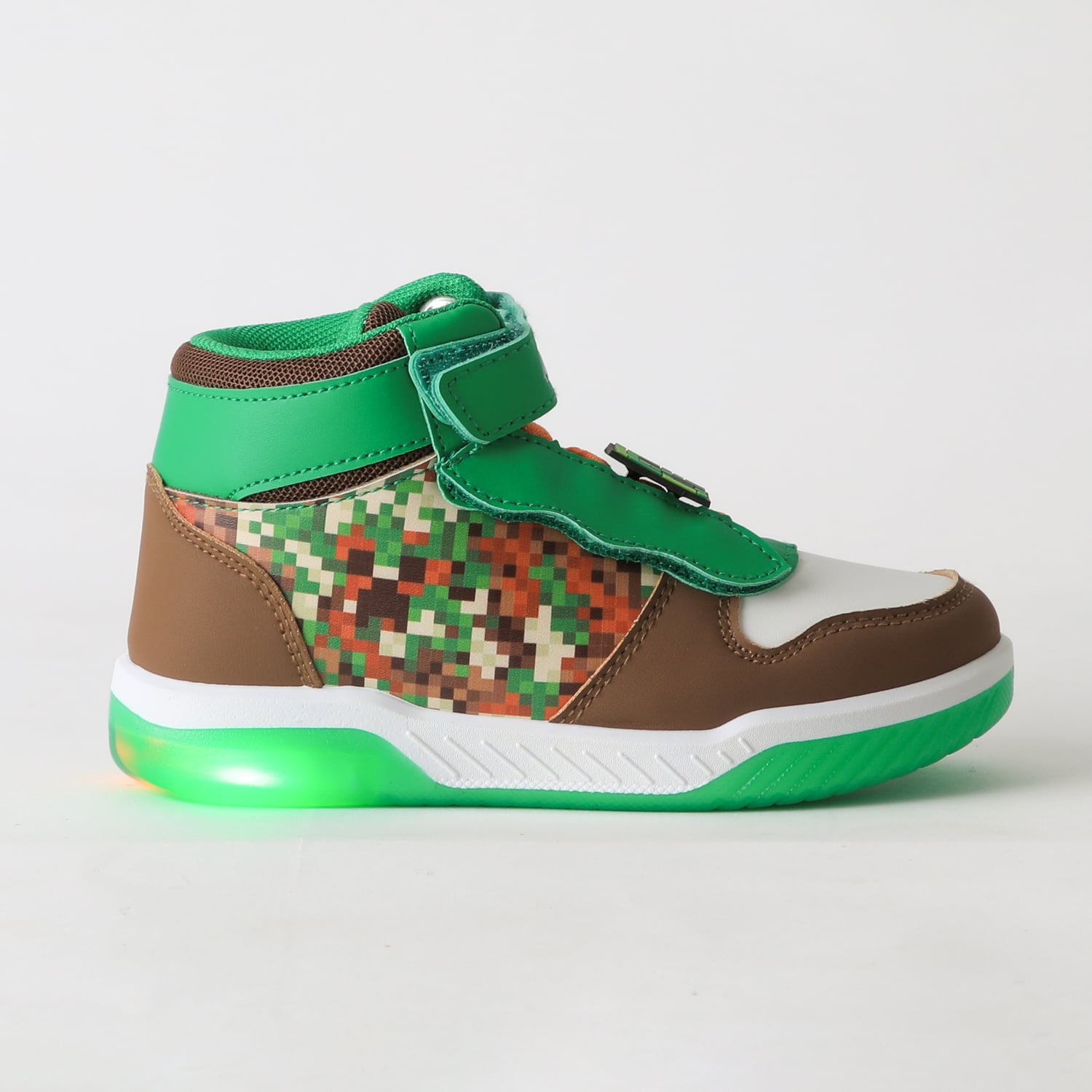 ZAPATILLA CAÑA ALTA NIÑO LUCES FULL PRINT VERDE MINECRAFT - 1