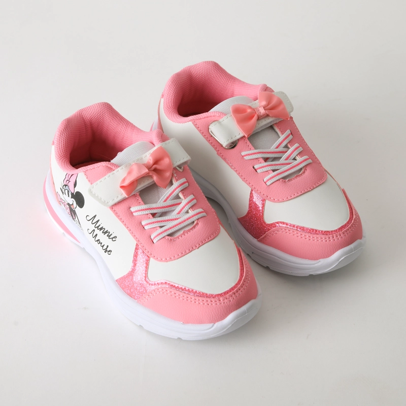 ZAPATILLA LUCES NIÑA VELCRO MOÑO MINNIE ROSADO DISNEY - 2