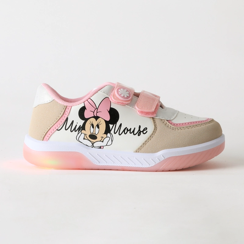 ZAPATILLA LUCES NIÑA VELCRO MINNIE ROSADO DISNEY - 1