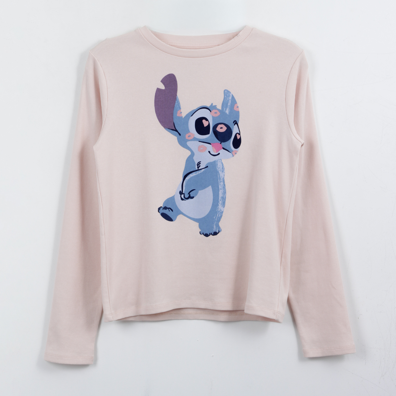 POLERA MANGA LARGA NIÑA KISSES LILO & STITCH ROSADO DISNEY - 1