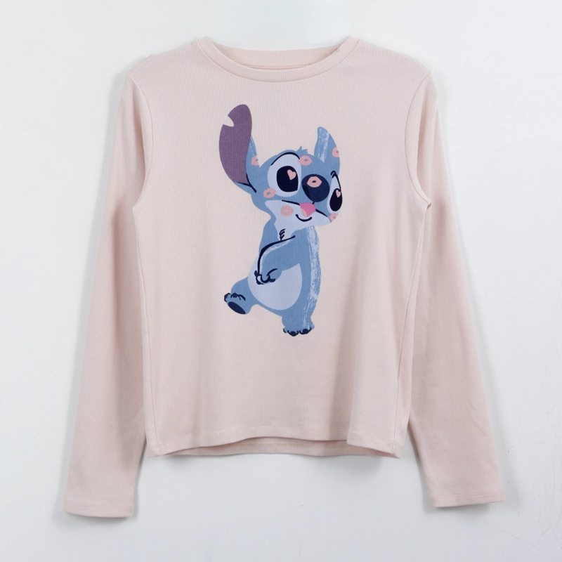 POLERA MANGA LARGA NIÑA KISSES LILO & STITCH ROSADO DISNEY - 1