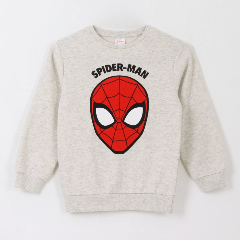 POLERON CERRADO NIÑO SPIDERMAN FACE GRIS MARVEL - 1