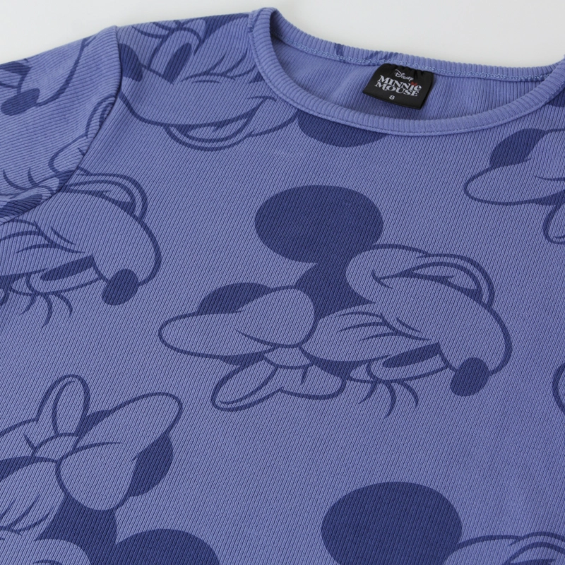POLERA MANGA LARGA NIÑA RIB PRINT MINNIE MOUSE AZUL DISNEY - 3