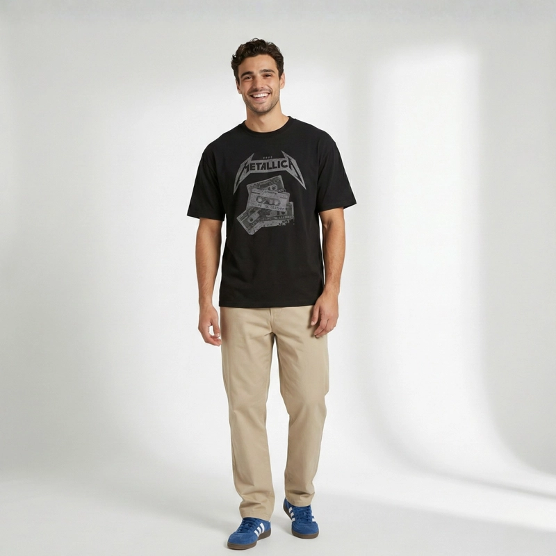 POLERA MANGA CORTA HOMBRE CASSETE NEGRO METALLICA - 1