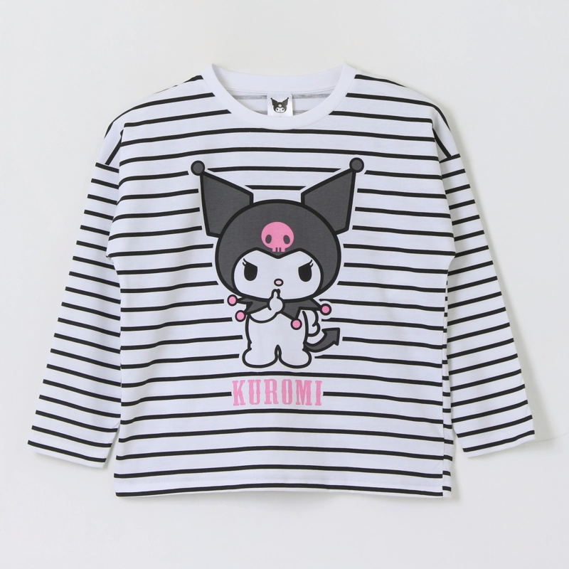 POLERA MANGA LARGA NIÑA RAYAS KUROMI BLANCO HELLO KITTY - 1