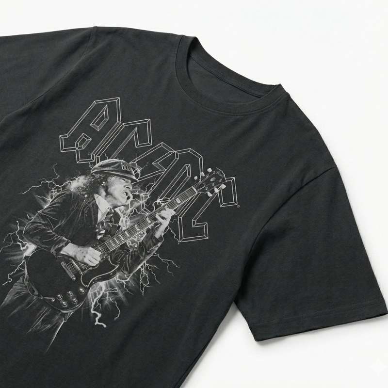 POLERA MANGA CORTA HOMBRE GUITARRA GRIS ACDC - 2