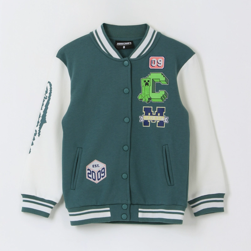 CHAQUETA NIÑO COLLEGE BOMBER EST 09 VERDE MINECRAFT - 1