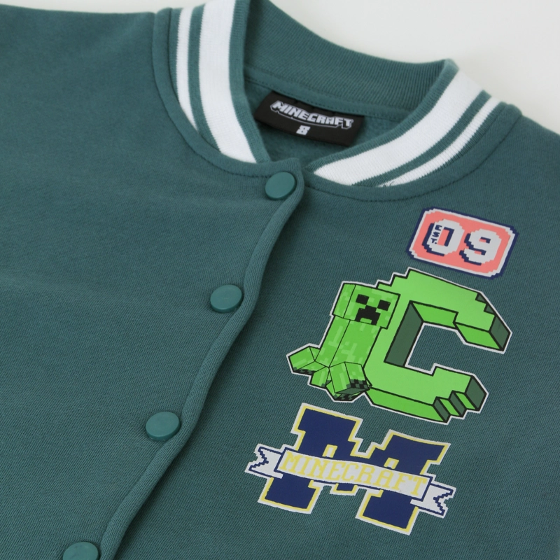 CHAQUETA NIÑO COLLEGE BOMBER EST 09 VERDE MINECRAFT - 3