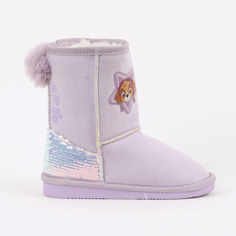 BOTA NIÑA CHIPORRO LENTEJUELAS SKYE MORADO PAW PATROL - 1