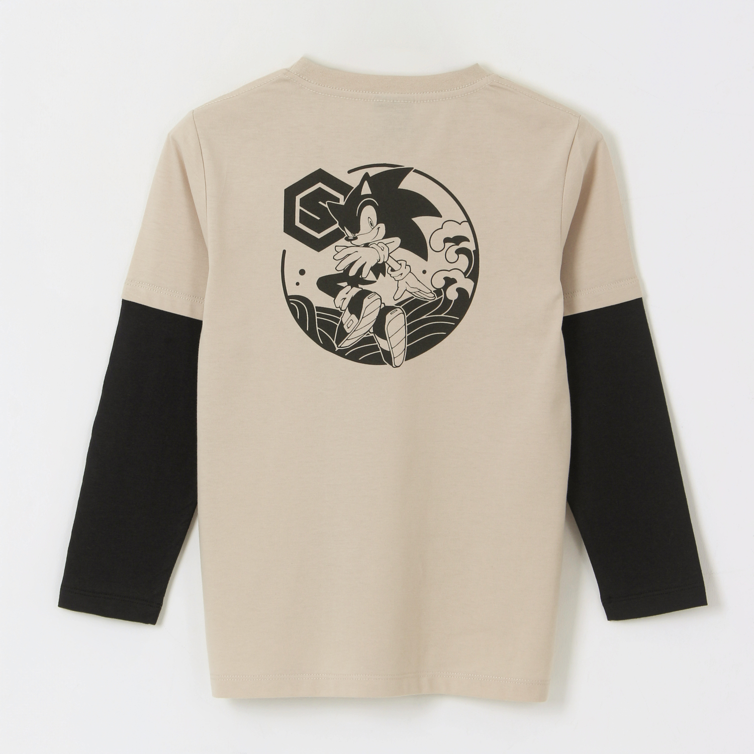 POLERA DOBLE MANGA NIÑO BACK PRINT BEIGE SONIC - 2