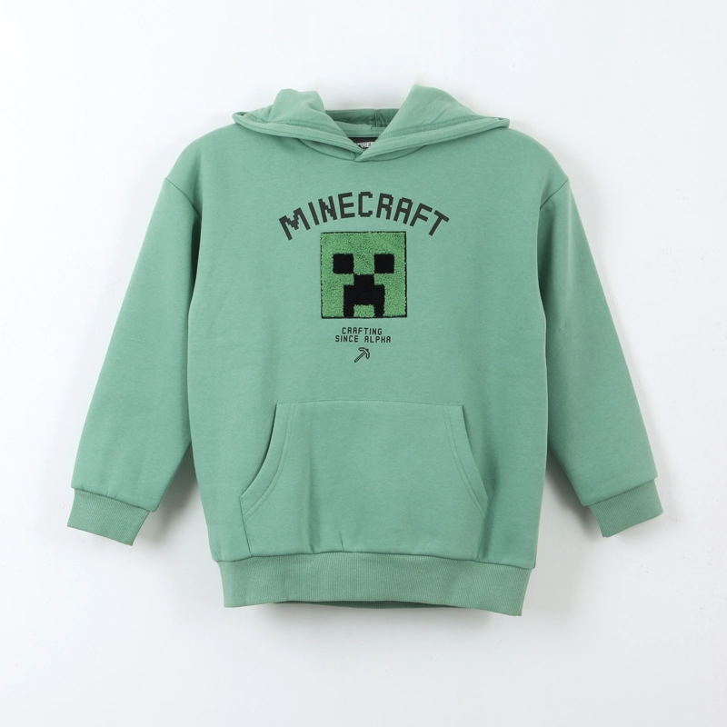POLERON NIÑO HOODIE CRAFTING SINCE ALPHA VERDE MINECRAFT - 1