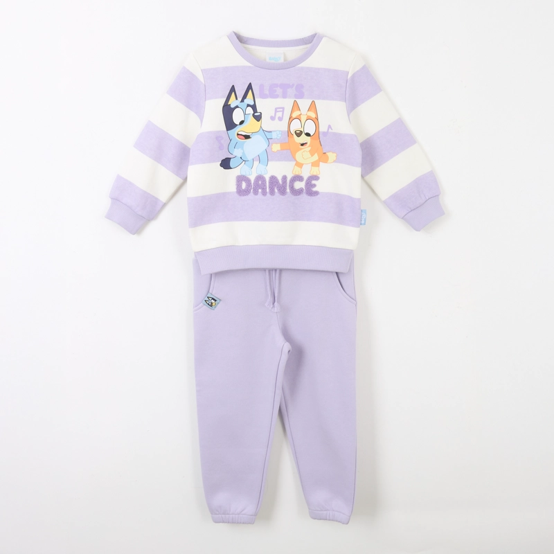 CONJUNTO BUZO NIÑA RAYAS LETS DANCE MORADO BINGO & BLUEY - 1