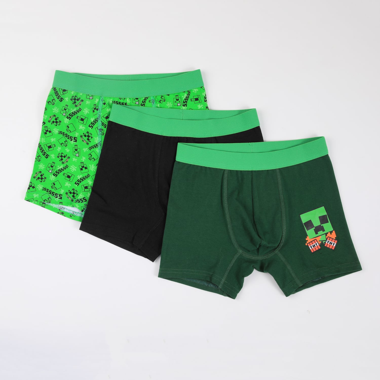 TRIPACK BOXER NIÑO PRINT CREEPERS VERDE MINECRAFT - 1