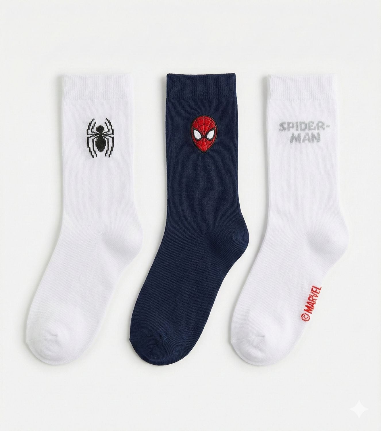TRIPACK CALCETINES ESCOLARES NIÑO SPIDERMAN BLANCO MARVEL - 1