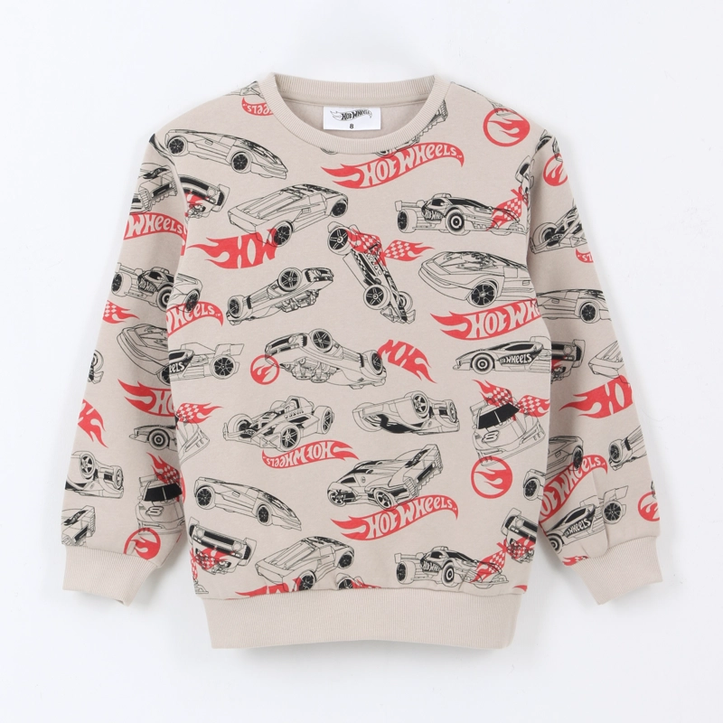 POLERON CERRADO NIÑO FULL PRINT BEIGE HOT WHEELS - 1