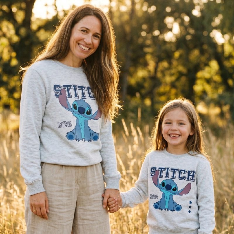POLERON CERRADO NIÑA LILO & STITCH GRIS DISNEY - 1