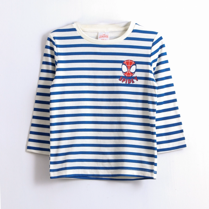 POLERA MANGA LARGA NIÑO RAYAS SPIDEY AZUL MARVEL - 1