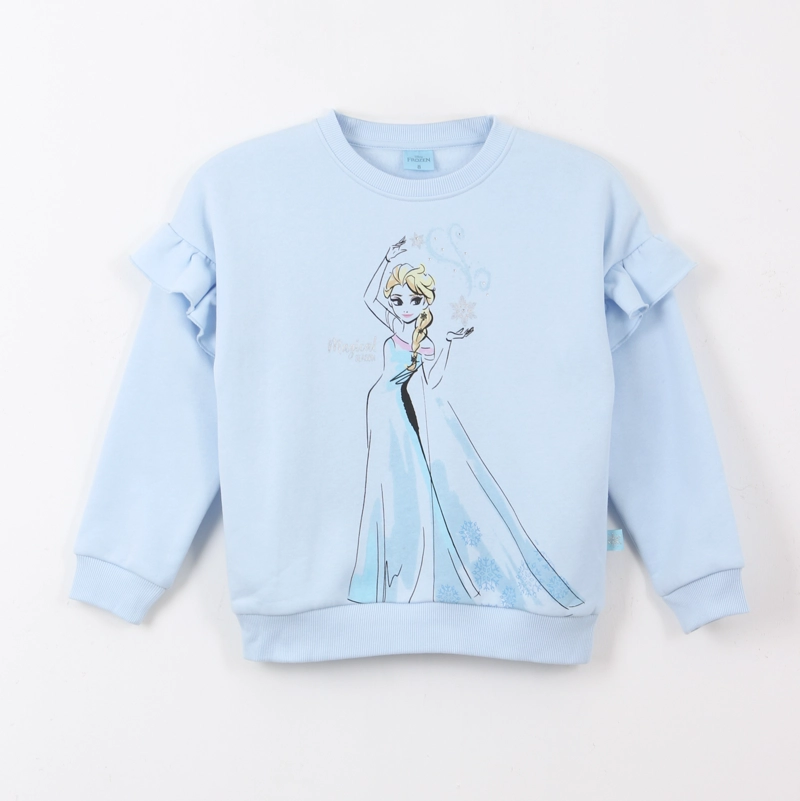 POLERON CERRADO NIÑA VUELOS FROZEN CELESTE DISNEY - 1