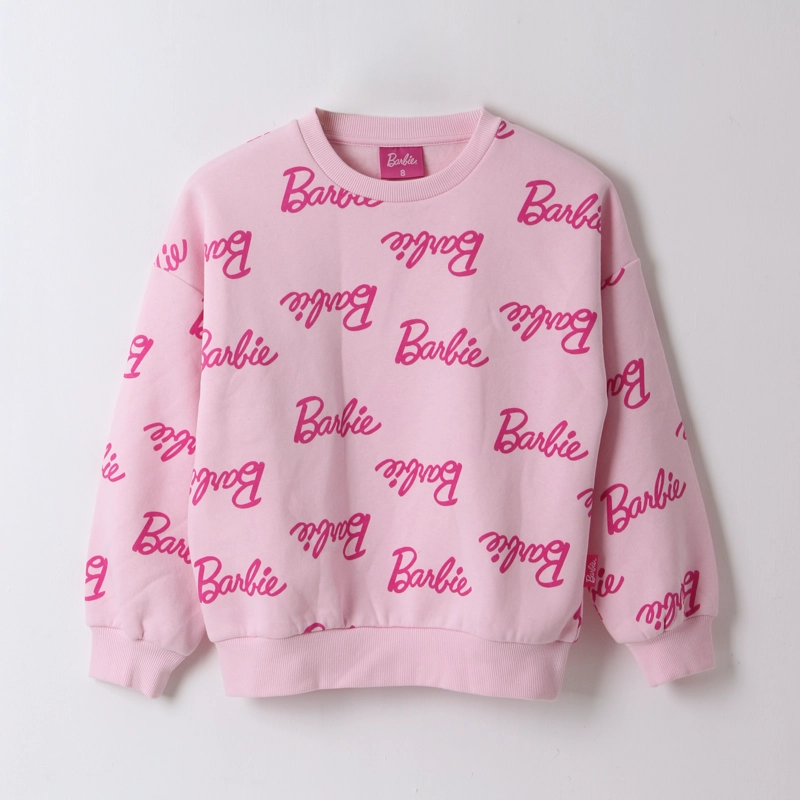 POLERON CERRADO NIÑA FULL PRINT LOGO ROSADO BARBIE - 1