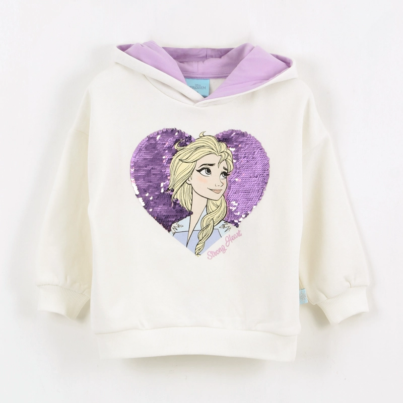 POLERON CERRADO NIÑA HOODIE LENTEJUELAS FROZEN BLANCO DISNEY - 1