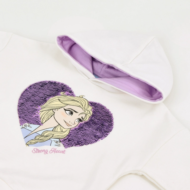 POLERON CERRADO NIÑA HOODIE LENTEJUELAS FROZEN BLANCO DISNEY - 3