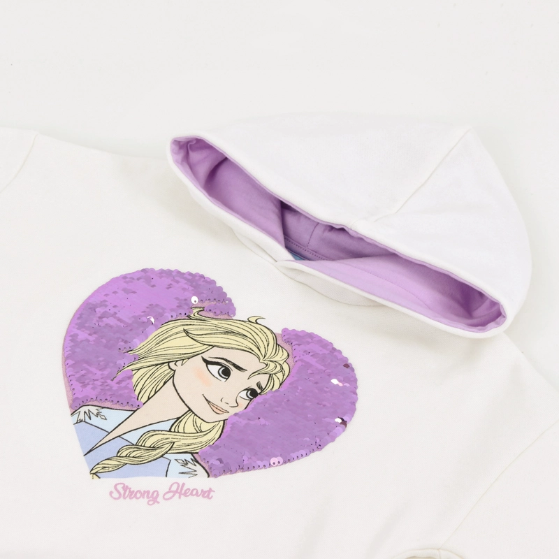 POLERON CERRADO NIÑA HOODIE LENTEJUELAS FROZEN BLANCO DISNEY - 4