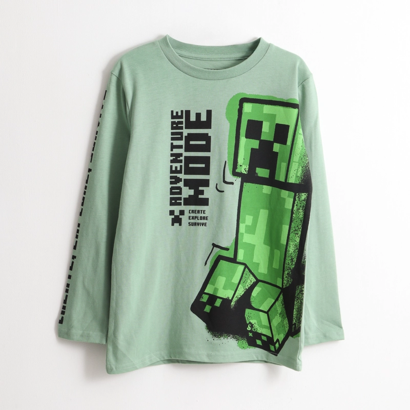 POLERA MANGA LARGA NIÑO ADVENTURE MODE VERDE MINECRAFT - 1