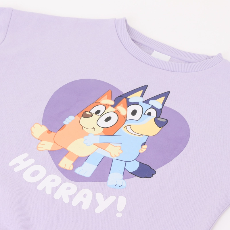 POLERON CERRADO NIÑA CORAZON MORADO BLUEY - 3