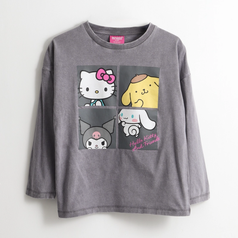 POLERA MANGA LARGA NIÑA MOSAICO GRIS HELLO KITTY - 1