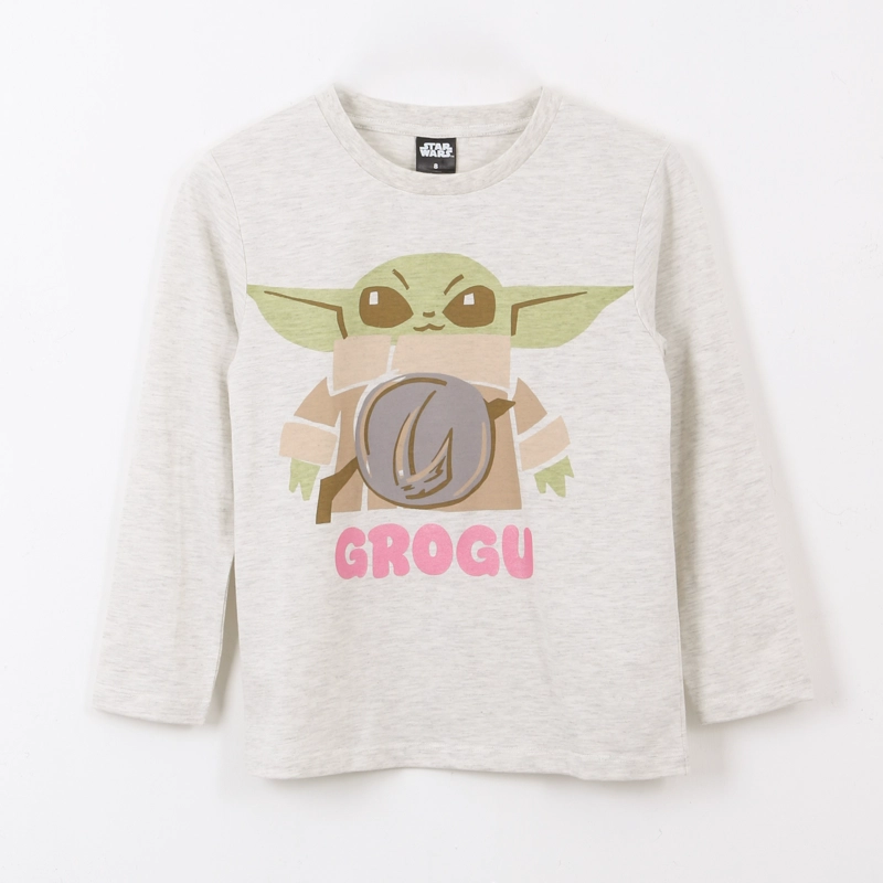 POLERA MANGA LARGA NIÑA GROGU GRIS STAR WARS - 1