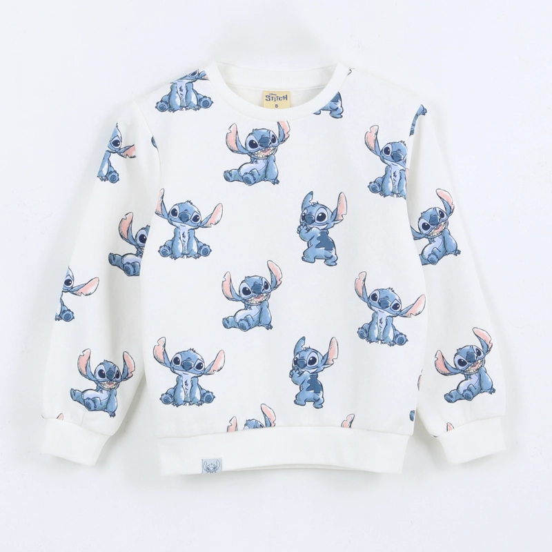 POLERON CERRADO NIÑA FULL PRINT LILO & STITCH BLANCO DISNEY - 1